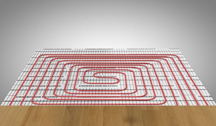 Underfloor heating pipe layout beneath a finished floor