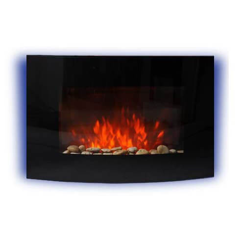 HOMCOM LED Curved Glass Electric Wall Mounted Fire