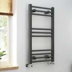 iBathUK 800 x 450 Anthracite Straight Heated Towel Rail Radiator