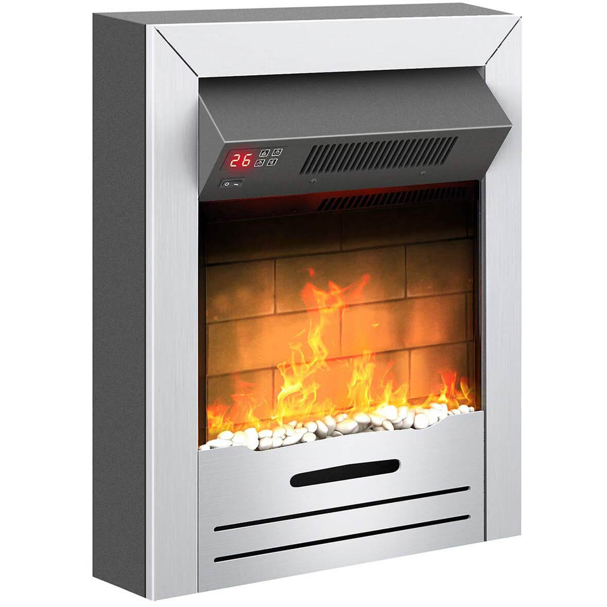 FAM Famgizmo 2000W Stainless Steel Electric Fireplace