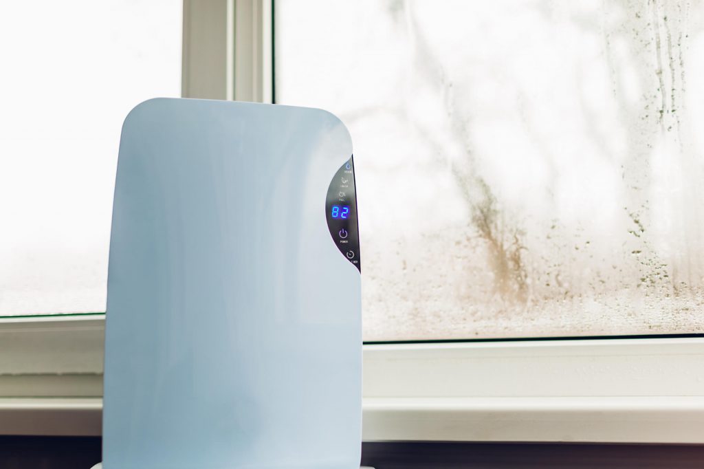 Dehumidifier controls used to set humidity target and laundry mode