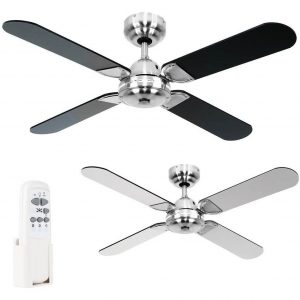 MiniSun 42 Metal Brushed Chrome Modern Propeller Design Ceiling Fan