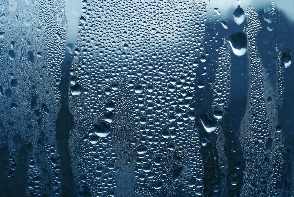 Condensation on a window showing excess indoor moisture