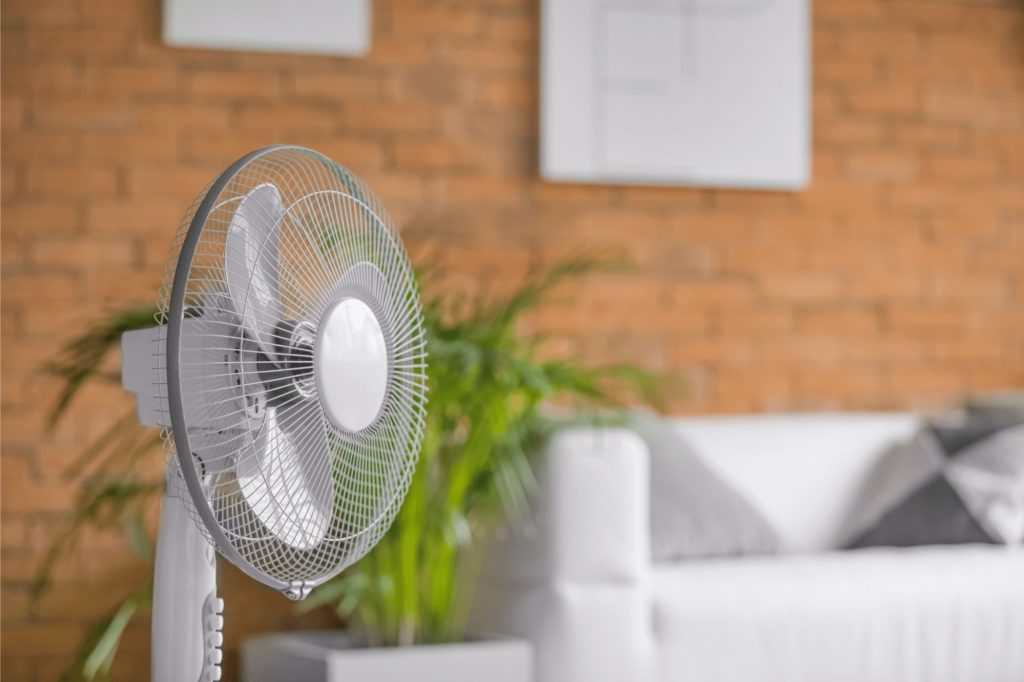 Electric fan running safely in a bedroom
