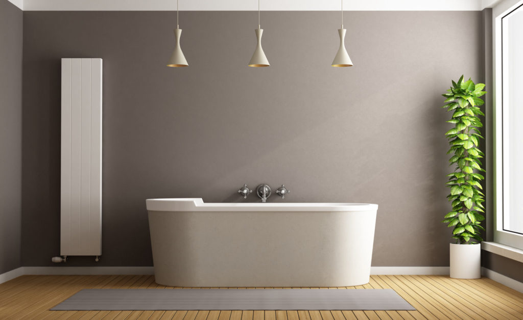 Vertical radiator in a bathroom