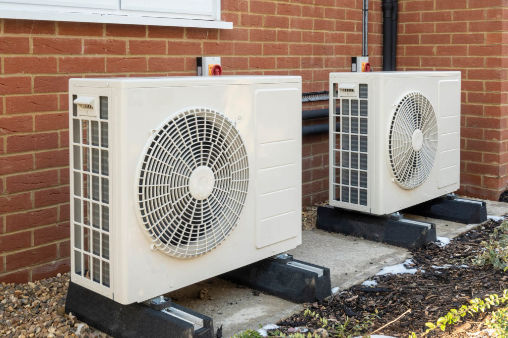 Air source heat pumps operating outside in winter