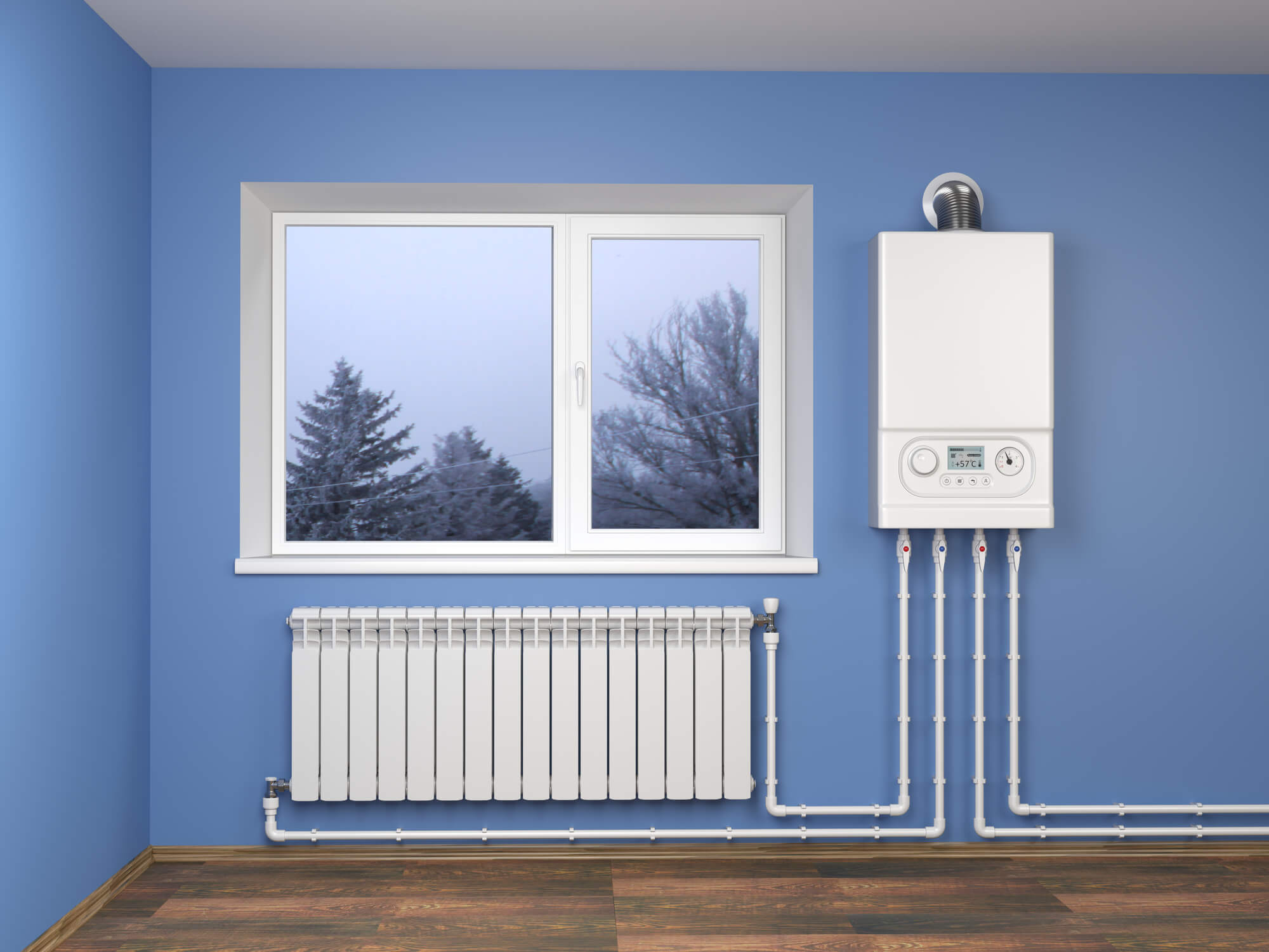 Existing gas boiler before replacement with a low carbon heating system