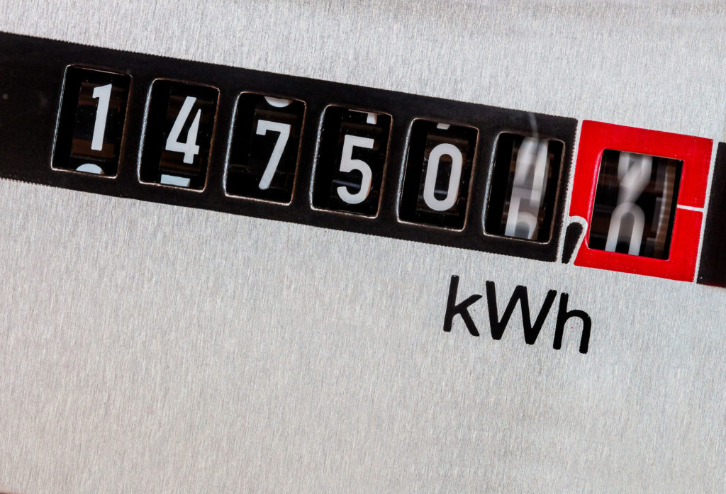 Electric meter showing household electricity use