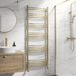 DuraTherm® 1600x600mm Curved Towel Rail Brushed Brass