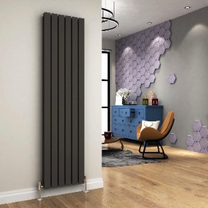 ELEGANT Anthracite Double Flat Panel Vertical Radiator 1800x456mm