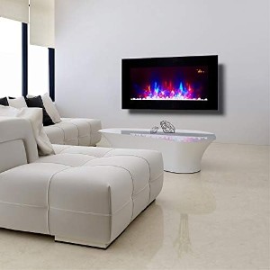 TruFlame 90.8cm Flat Black Glass Wall Mounted Electric Fire
