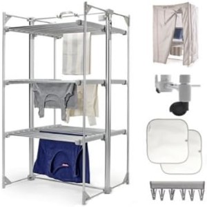 DrySoon Deluxe 3-Tier Heated Clothes Airer and Accessories Pack