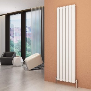 ELEGANT 1800x452mm White Vertical Double Radiator with Angled Valves