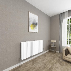 Sky Bathroom Double Oval Panel Radiator 1180mm White