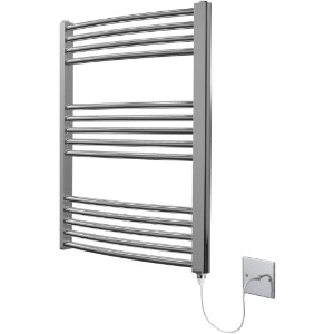 Greened House Chrome Electric Heated Towel Rail Curved 600mm x 800mm